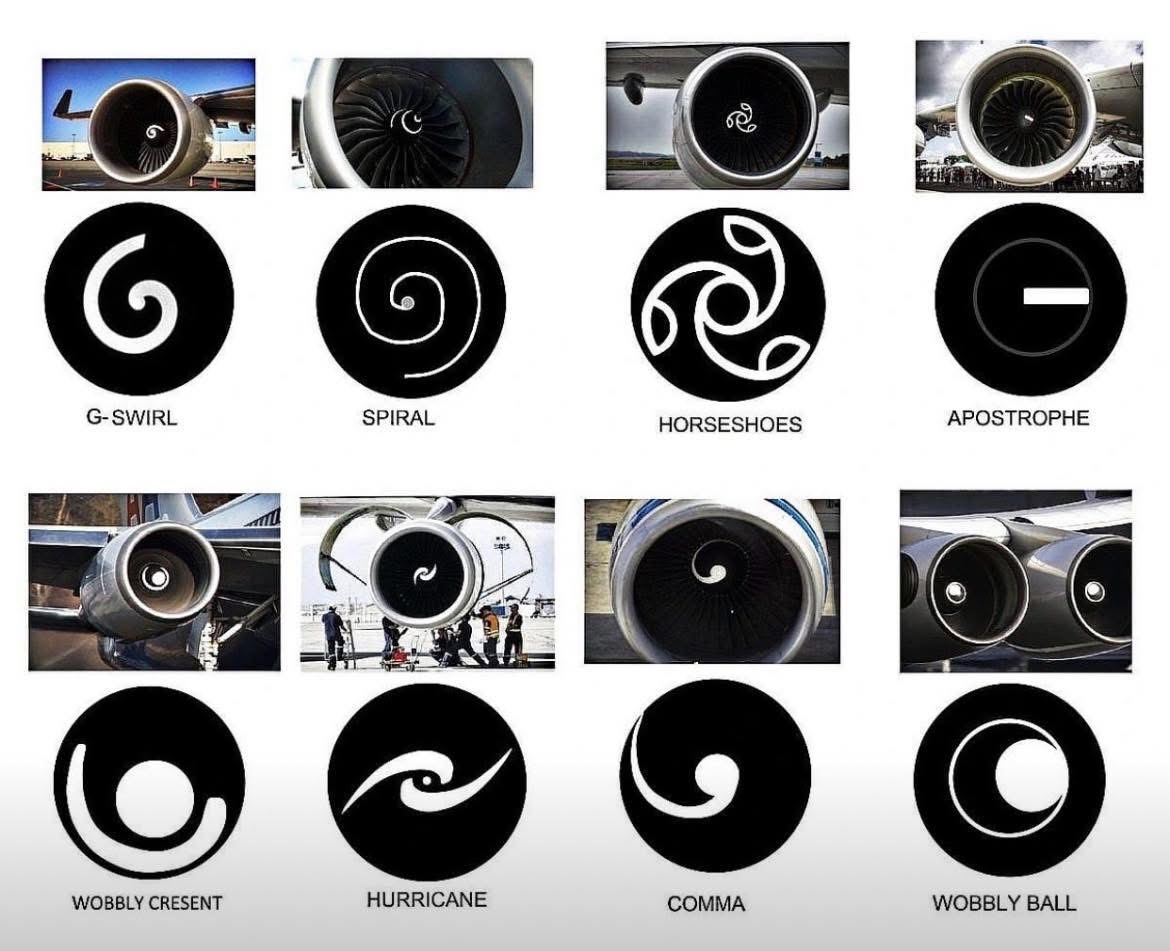 airmainengineer's tweet photo. Have you ever noticed jet engine nose tip while boarding any flight whether that engine manufactured by GE, Pratt and Whitney, Rolls Royce or CFM. There's something common in every jet engine nose tips a kind of spinner "swirl" shaded in white colour. Why it's important?
1. Ground safety
- when the engine is running it rotate at very high RPM that can appear stationary to ground crew
- The contrasting spiral creates an optical cue of rotation, allowing ground crew to immediately recognise that engine is running
2. Operation visibility
-  It ofcourse helps pilots and engineers visually engine is rotating or not while start-up nd shut down.
📸 @AVIOKNOWLEDGE