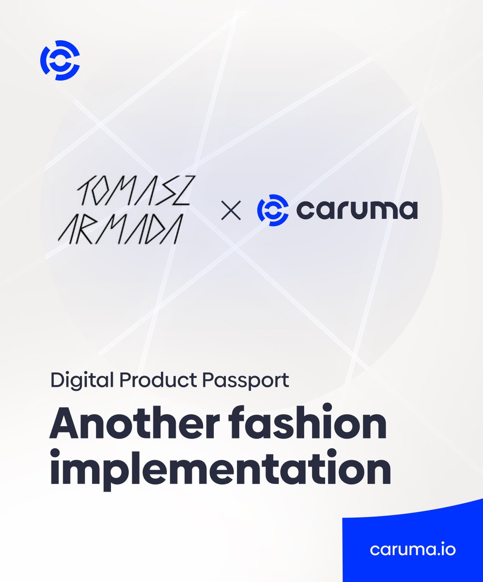 Caruma_io's tweet photo. Tomasz Armada x Caruma

Named by Vogue as one of 27 emerging designers - now adopting Digital Product Passports by Caruma.

Four limited collections, each item linked to a unique QR code.

📲 One scan reveals:
• Materials
• Technique
• Care info
• Serial number
• Verified authenticity

Every passport is recorded on @SkeyNetwork’s blockchain - secure, tamper-proof, and permanent.

Blockchain-secured DPPs embedded → Buyers gain instant, trusted product info.

Fashion is clearly moving toward this new standard.
More on this rollout soon.
