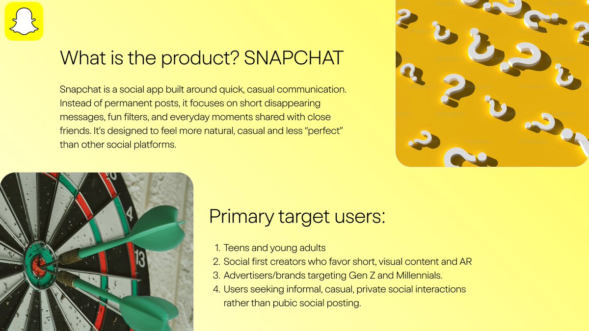 Deavvine's tweet photo. Task alert from @devanddesignhq 
Just wrapped up a product deep-dive on Snapchat 👻how a simple disappearing-message app evolved into one of the most influential camera-first platforms of our time.
Broke down:
• What the product is
• Who it serves https://t.co/QVLvMYNHaK