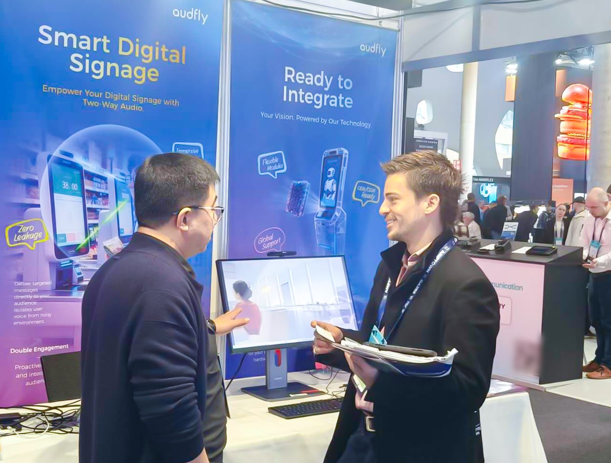 audflyspeaker's tweet image. At ISE 2026, Audfly showcased directional sound in smart offices, digital signage &amp;amp; public spaces — clear audio even in noisy environments. Curious how it can shape intelligent spaces? Let's connect! 
#ISE2026 #Audfly #DirectionalAudio #SmartSpaces