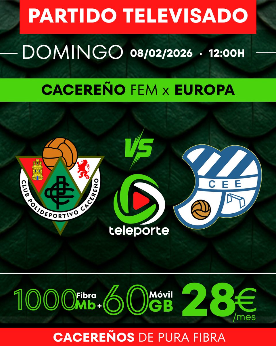📺 ¡El #CacereñoFem se ve en <a href="/teleporte_cc/">Teleporte</a>! ¡No te pierdas el 𝗣𝗔𝗥𝗧𝗜𝗗𝗔𝗭𝗢 de este fin de semana!

➡️ bit.ly/3Opils1

📞 927 750 750

#CacereñoEuropa