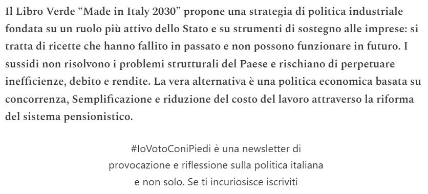 Iscriviti alla newsletter 
iovotoconipiedi.substack.com/subscribe