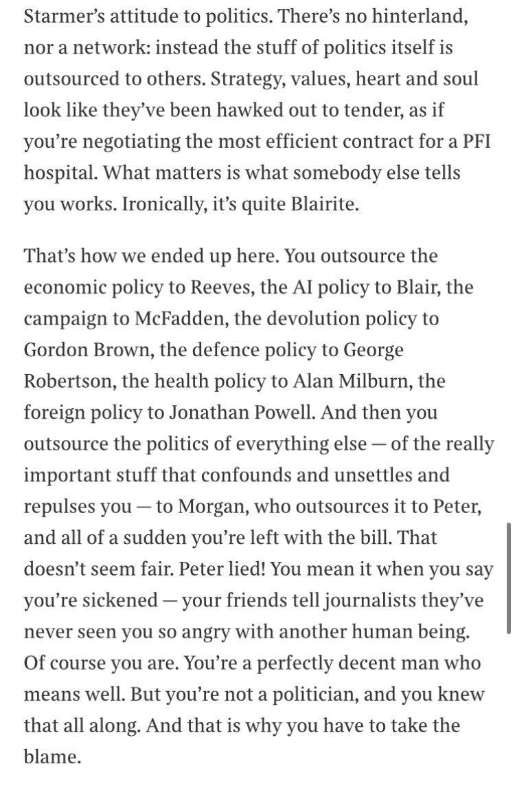 A masterful and brutal column from <a href="/patrickkmaguire/">Patrick Maguire</a>, a chronicler of the Starmer project who today sounds its death knell. Here are the closing lines.
