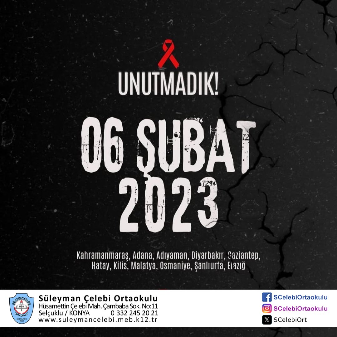 6 Şubat Depreminin yıldönümünde böyle büyük acılar ve felaketlerin tekrar yaşanmaması temennisiyle; hayatını kaybeden kardeşlerimizi rahmetle anıyor, ailelerine ve milletimize başsağlığı ve sabır diliyoruz.