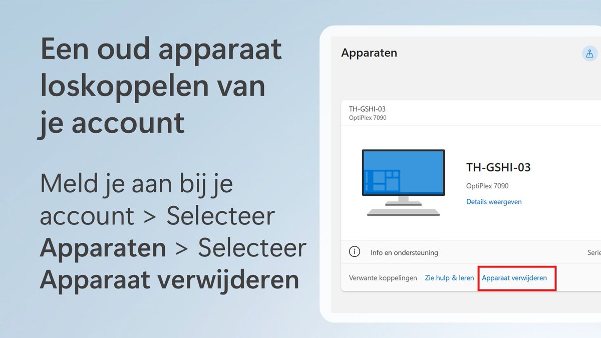 Heb je een oude pc die je weg wilt geven of wilt recyclen?
Vergeet niet om deze te ontkoppelen van je Microsoft-account ⛓️‍💥

Meer informatie:

msft.it/6019QM20W