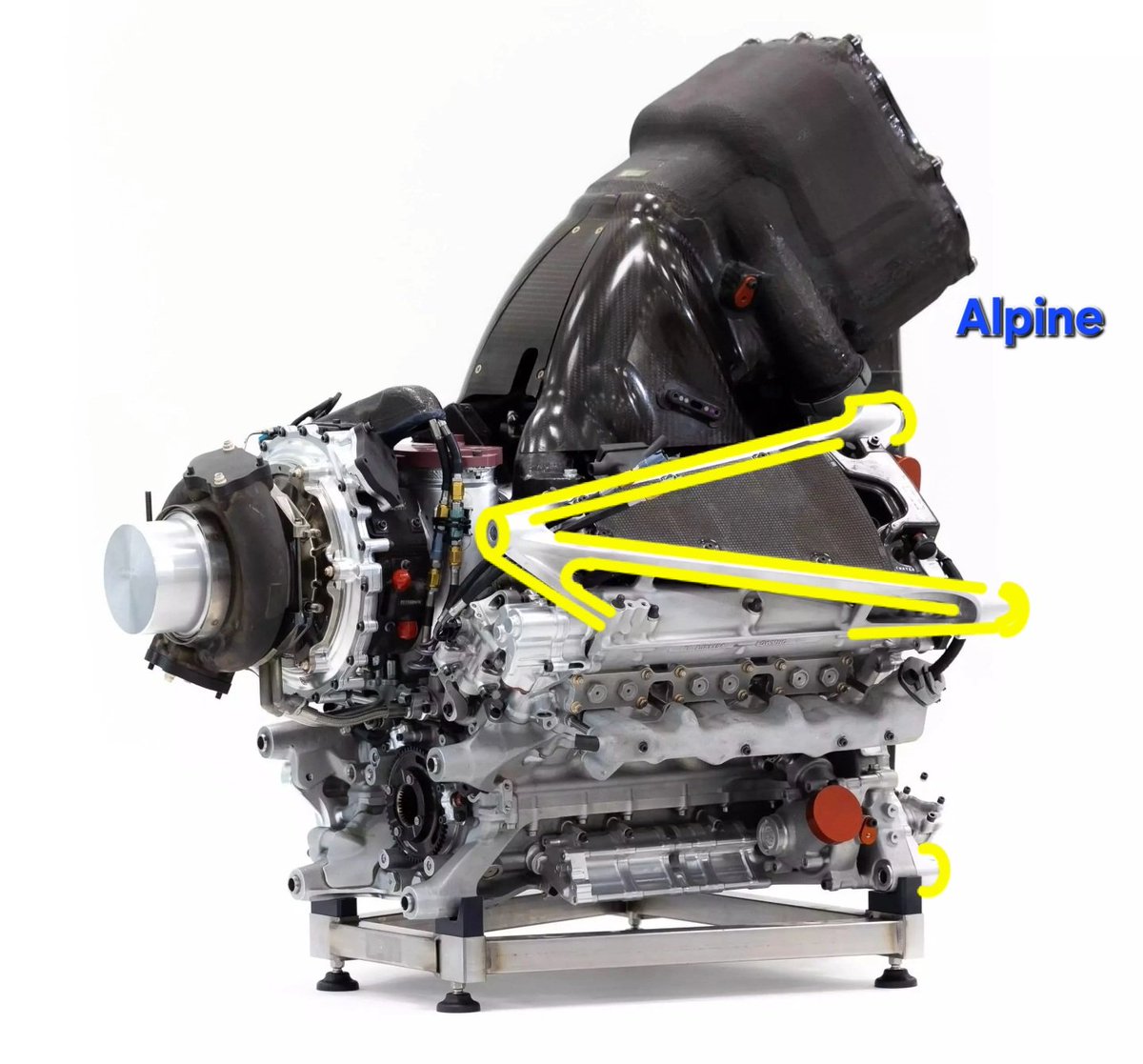 ScarbsTech's tweet photo. #F1 power units must bolt to the chassis with 6 bolts.
Red Bull &amp; Honda have recently waisted the outer most mount, to boost cooling flow out of the sidepod. It's still stiff enough &amp; regs enforce the same weight &amp; CofG.
We've seen similar on the 2026 Honda &amp; RBPT PUs
#F1 #F1tech https://t.co/6ynMLJScrz