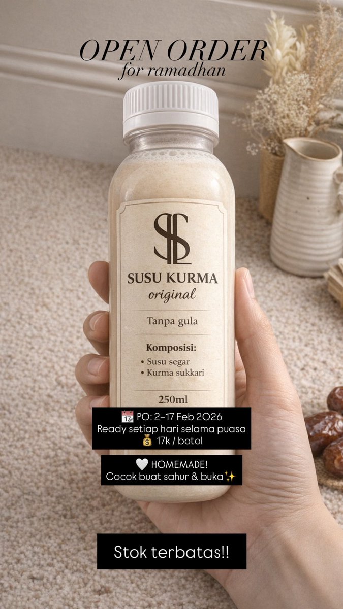 Chalshe's tweet photo. Bakal kenyang dan ga kekurangan energi seharian!
Murah meriah cuma 17k/botol kalau beli 3 di 48k ajaa!!
Order: ig or wa @she.fnb
📍bdg

#ramadhan #zonauang #zonabu #bandung #susukurma #indonesia #jakarta #jual #puasa https://t.co/HwdYdywOpG