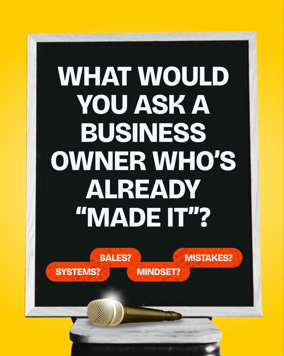 Everyone wants to know the secret to "making it" but the real growth happens when you ask the right questions.
If you had 5 minutes with a successful business owner, what would you ask sales strategies, systems, mindset, or their biggest mistakes?
Drop your question below.