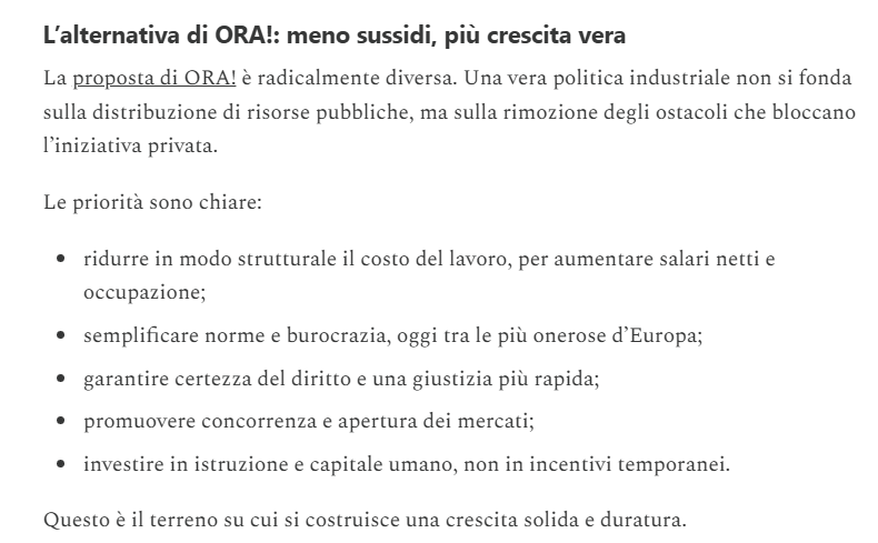 Leggi la proposta di <a href="/ora_italia/">ORA!</a> 
ora-italia.it/proposta/

<a href="/micheleboldrin/">Michele Boldrin</a> <a href="/Forchielli/">Alberto Forchielli</a>
