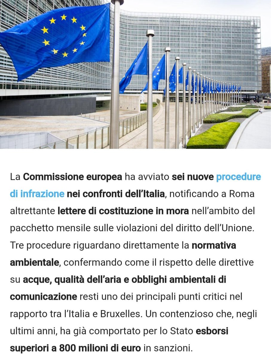 La Commissione Europea apre 6 nuove procedure di infrazione contro l'Italia.