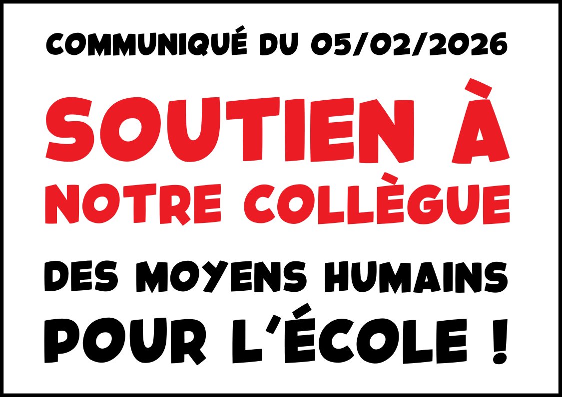 Suite à l'attaque d'une collègue sur son lieu de travail mardi dernier, nous exprimons tout notre soutien à cette enseignante, sa famille, ses proches ainsi qu’aux élèves qui ont assisté à la scène et au personnel de l’établissement.

Notre communiqué ⏬

educ.cnt-so.org/soutien-a-notr…