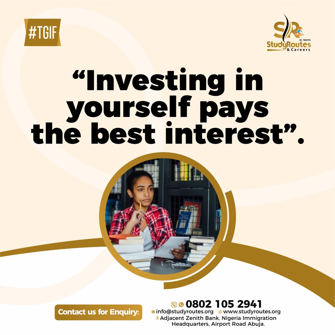 StudyRoutesng's tweet photo. Invest in yourself by securing international opportunities. Whether to study or further your career abroad, reach out to us to begin your journey today. @StudyRoutesng https://t.co/EIh1kFUTlZ