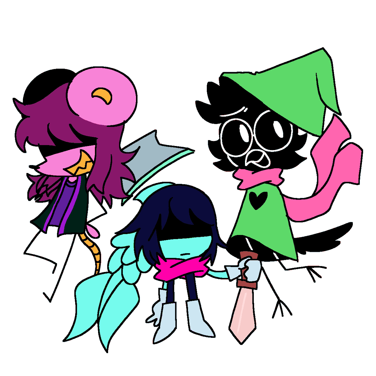ZanyScales's tweet photo. heres a REALLY half assed drawing of the bow trio as the fun gang. the bow gang, if you will.
#bowtrio https://t.co/3pA8RWTw9R