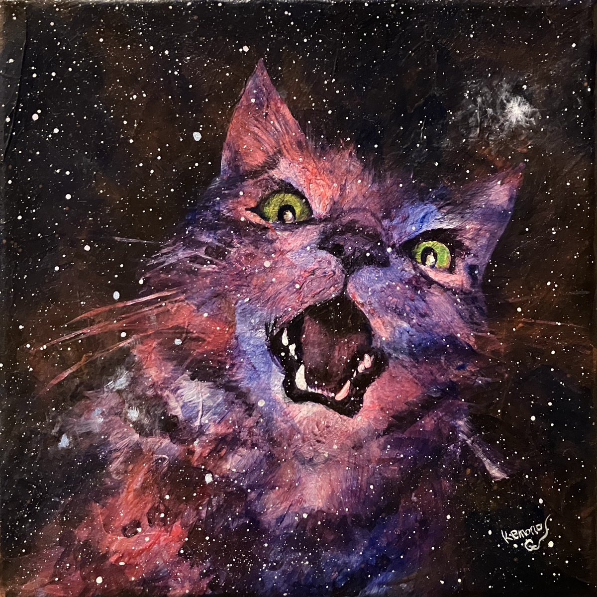 Cats are the universe! 18×18cm / Acrylic on canvas / 2026 猫は