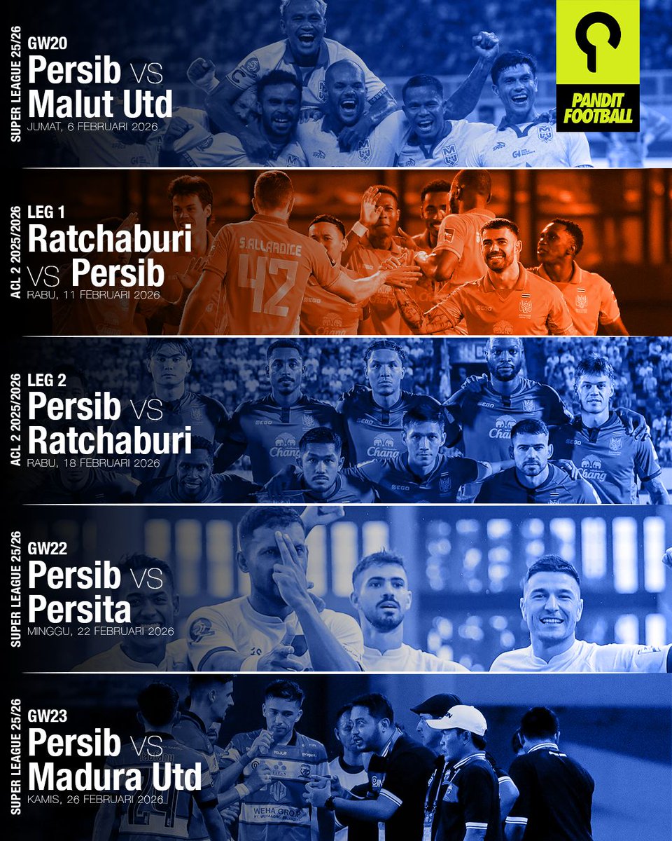 Februari akan jadi periode menantang bagi Persib Bandung yang harus melewati agenda padat di dua kompetisi.

Mampukah <a href="/persib/">PERSIB</a> konsisten dan menjaga temperatur di papan atas?