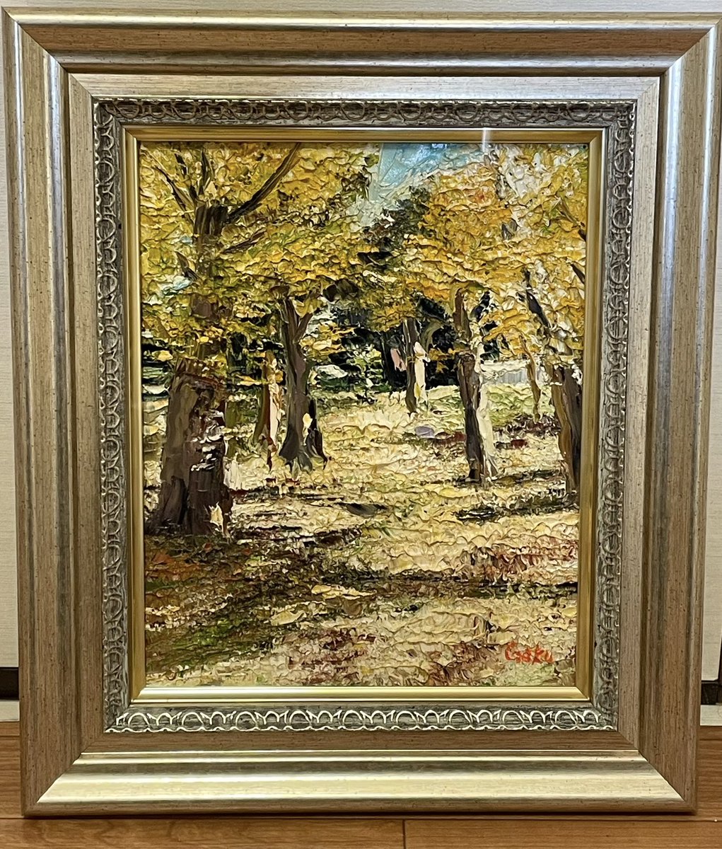 銀杏並木を描いた絵🎨 カンヴァスに油彩 F3(27×22㎝) 購入して頂いた方