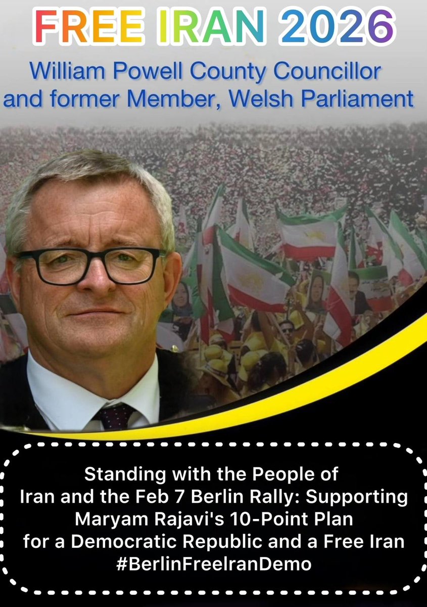 WmPowell2021's tweet photo. Just to wish all those demonstrating in #Berlin this weekend against the tyranny of the #IRGC a peaceful rally. Thousands of #FreeIran2026 supporters will be making their voices heard & backing @Maryam_Rajavi & her #TenPointPlan #NoMullahs #NoShah @iran_policy #DemocracyNow 🕊 https://t.co/kpTTYsUzYw