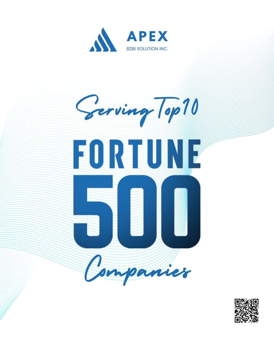 ApexB2Bi's tweet photo. Apex B2Bi Solution Inc. is proud to be serving Top 10 Fortune 500 companies with innovation, reliability, and impact.

🔗https://t.co/g2Acyj0b7N

#ApexB2Bi #Fortune500 #GlobalLeaders #TrustedPartner #BusinessExcellence #EnterpriseSolutions #B2B #CorporateSuccess https://t.co/Oy0f9R1RxQ