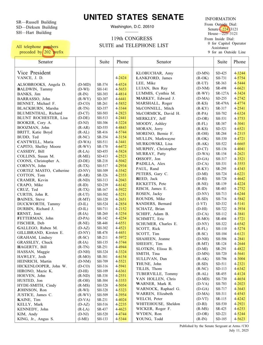 Today is a really good day to call your Senators &amp; ask them to cosponsor the SAVE America Act.

Also ask them to make a public statement about bringing 

the SAVE America Act to the Senate floor for debate. 

Senate phone numbers start with:

👉202-224-XXXX👈