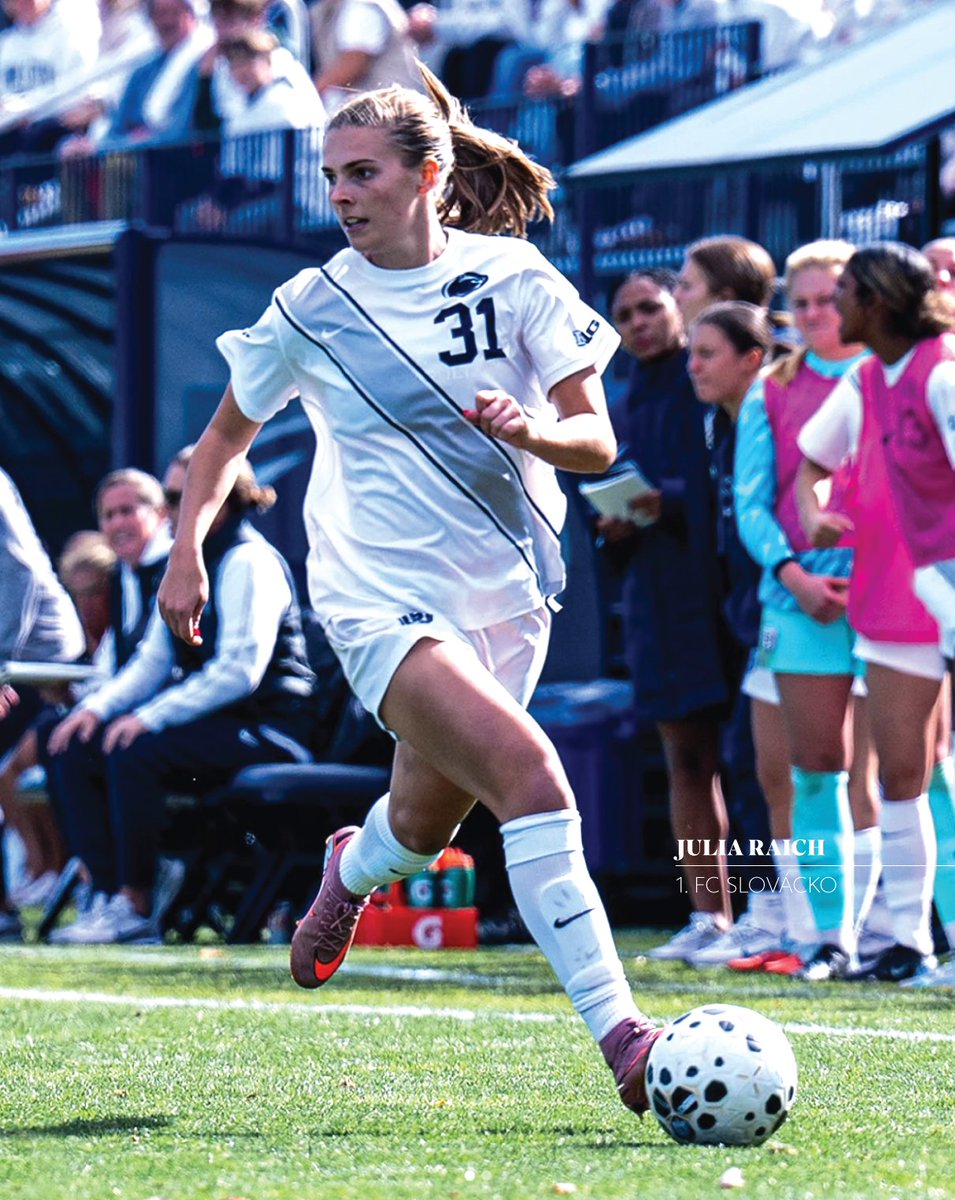 InspiredXI's tweet photo. Congratulations to Julia Raich (@jraich15) for signing her first professional contract! She joins 1. FC Slovácko (@1fcszeny) in Czechia on a contract through the end of the 2026 season. Let’s go, Julia!!!

Julia Raich is a versatile center midfielder from Camp Hill, Pennsylvania. She spent her entire five‑year collegiate career at Penn State University, where she developed into a key contributor for the program.

Over the course of her time with the Nittany Lions, Julia appeared in over 70 matches, steadily increasing her impact each year. Known for her technical ability, intelligent movement off the ball and composure in the attacking third, she has been an increasingly reliable driving force in Penn State’s offense throughout her career.

Across her collegiate career, Raich compiled 11 goals, 13 assists, and logged more than 3,100 minutes of playing time. In the 2025 season, she continued her development, adding key minutes and contributions, further cementing her role as a central figure in the Nittany Lions’ attack with her best season. So far this year, she has started all 19 games, contributing 5 goals and 6 assists. In addition, she was selected unanimously by her teammates to be team captain.

Julia majored in engineering science and minored in cconomics at Penn State. She enjoys reading, baking, kayaking, doing Legos, hiking and spending time with family and friends. Two fun facts about Julia: she won the Math 24 tournament in elementary school and was in one of the band Kodiak’s music videos with her sisters.

Congrats, Julia!

#womenssoccer #womensfootball #futfem #czechia #zaslovacko