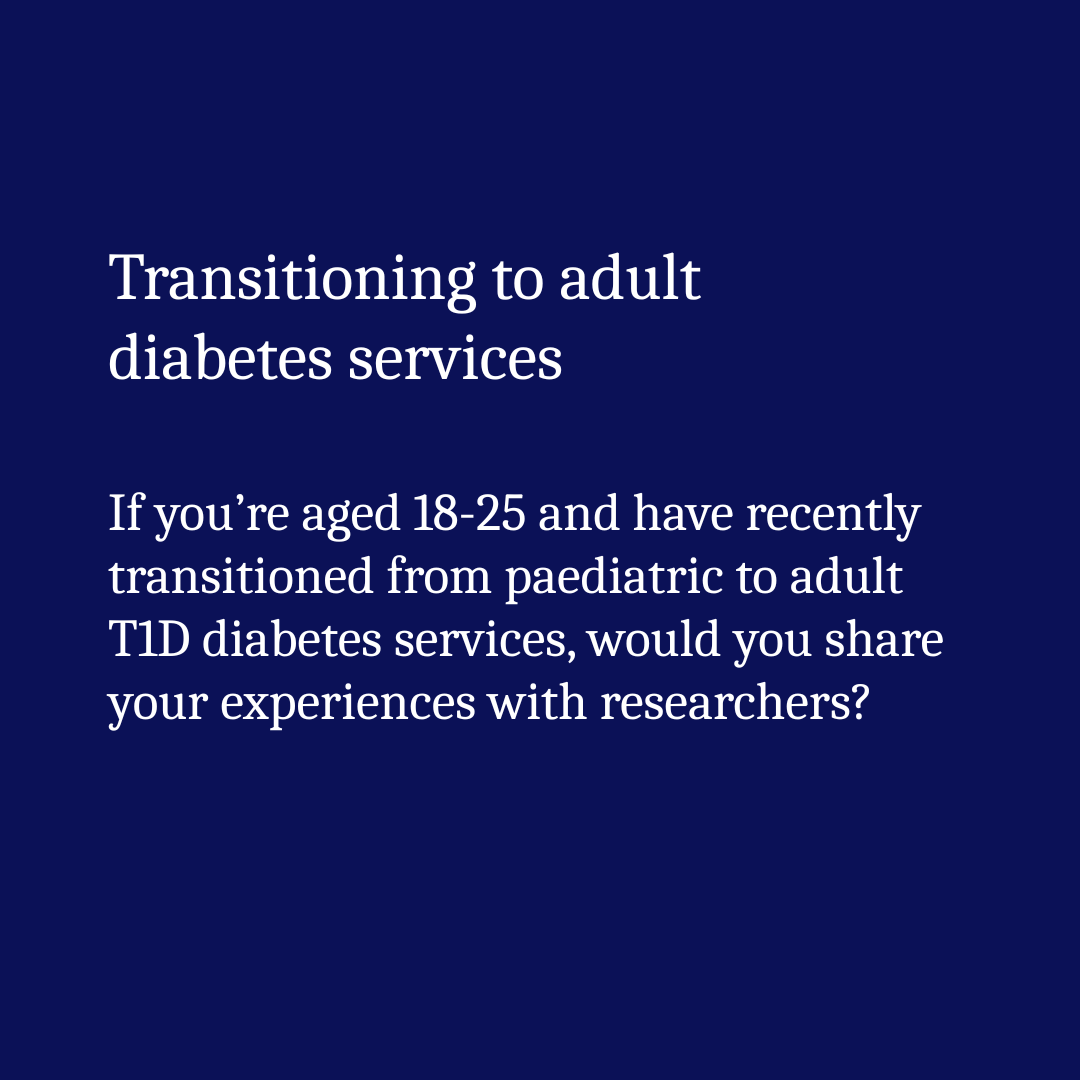 Living with type 1 diabetes (T1D) gives you insight no one else has. 💙 
 
By sharing your experience, you can help researchers shape better care, support, and understanding for others.
 
Explore UK-based research projects looking for people like you.

Find out more:
Supporting