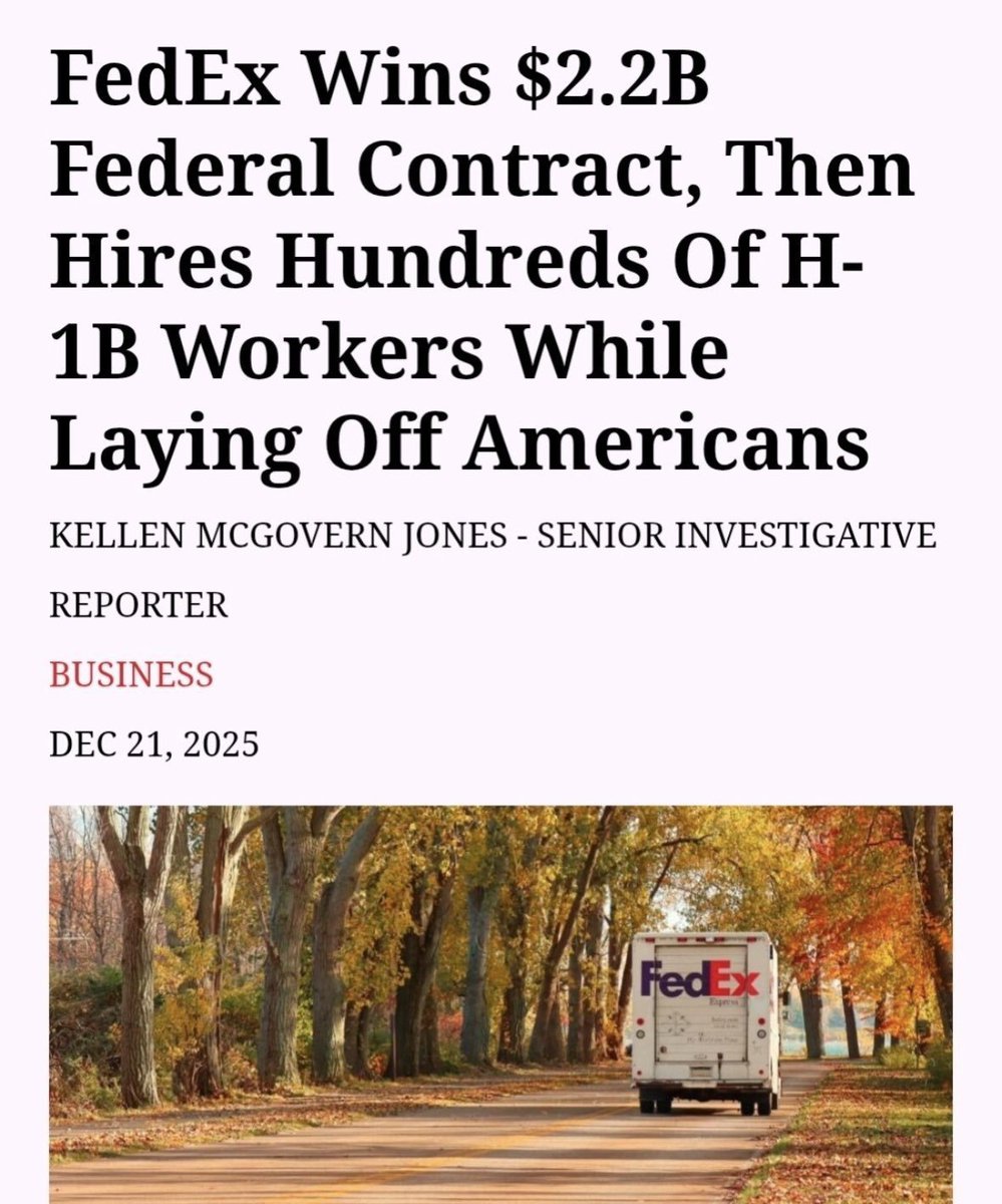 1776General_'s tweet image. FedEx got paid $2.2B of USA Federal Tax dollars to fire 12,000 Americans and hire H1B's to replace them.