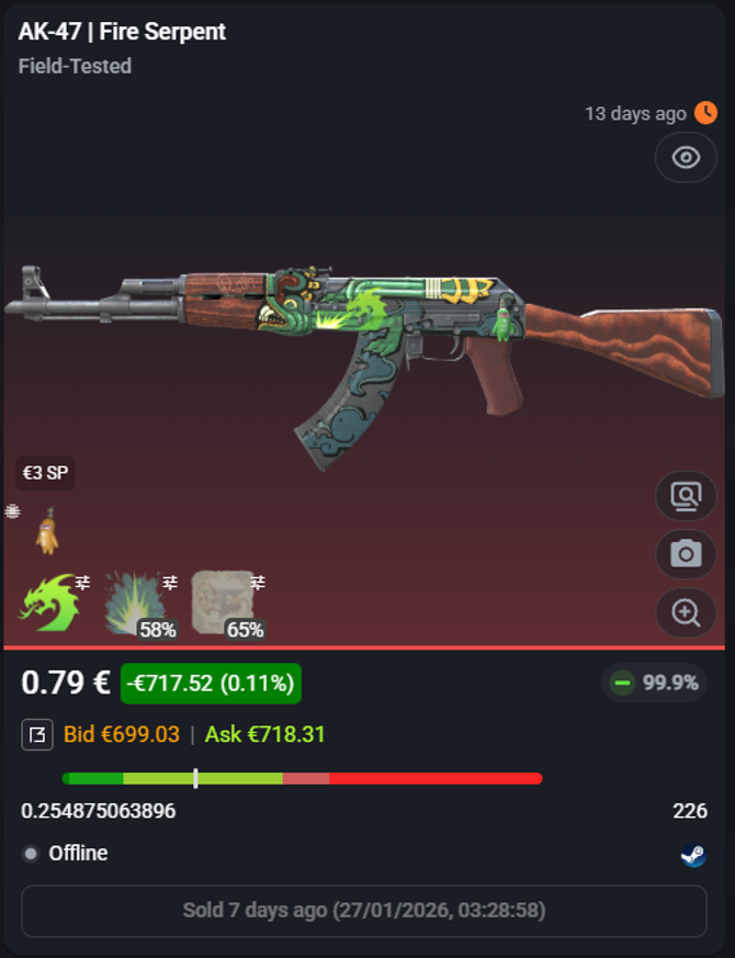 Dode_CS2's tweet photo. Sniped this with a buy order and he didn’t reverse💀
Weird price choice.. he must have been a huge @FURIOUSSS fan https://t.co/gjPOF8hIGY