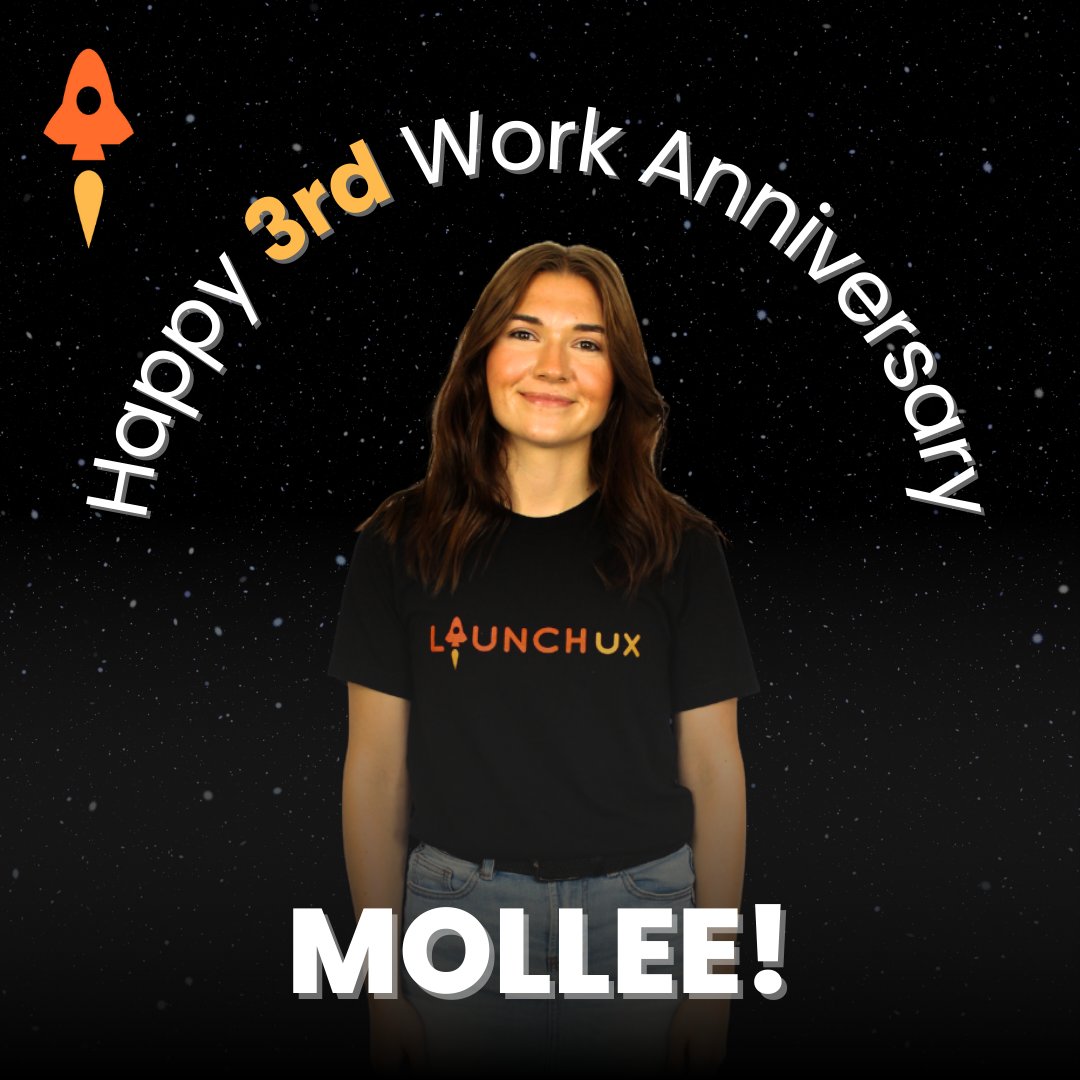 LaunchUx's tweet photo. Happy 3rd work anniversary, Mollee! 🎉

You’ve been such an important part of LaunchUX for a long time, and your expertise keeps everything running smoothly. We truly couldn’t do this without you and are grateful to have you on the team. https://t.co/LjUYdQpjtE