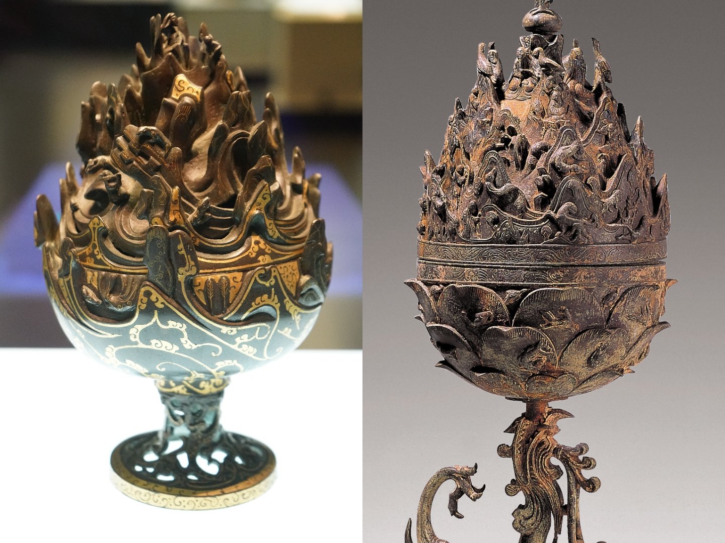 -0202~0008  西漢  銅錯金博山爐