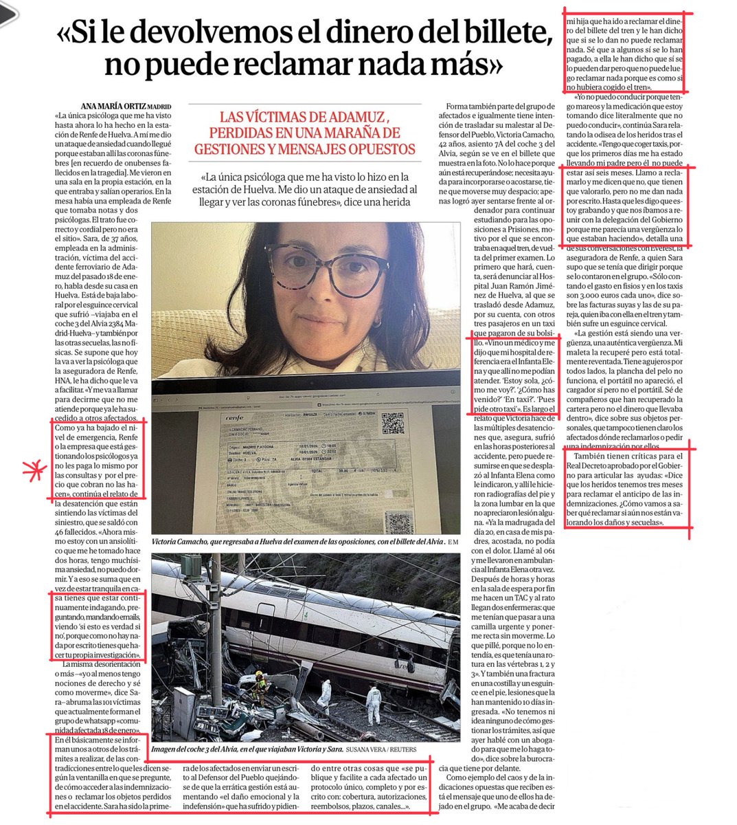 Los testimonios de los supervivientes de Adamuz sobre la falta de ayuda que están recibiendo para gestionar indemnizaciones y para superar emocionalmente la tragedia son demoledores. 
Hay que leerlo. 
😡
De hecho, voy a poner algunos párrafos en grande
⁦<a href="/elmundoes/">EL MUNDO</a>⁩