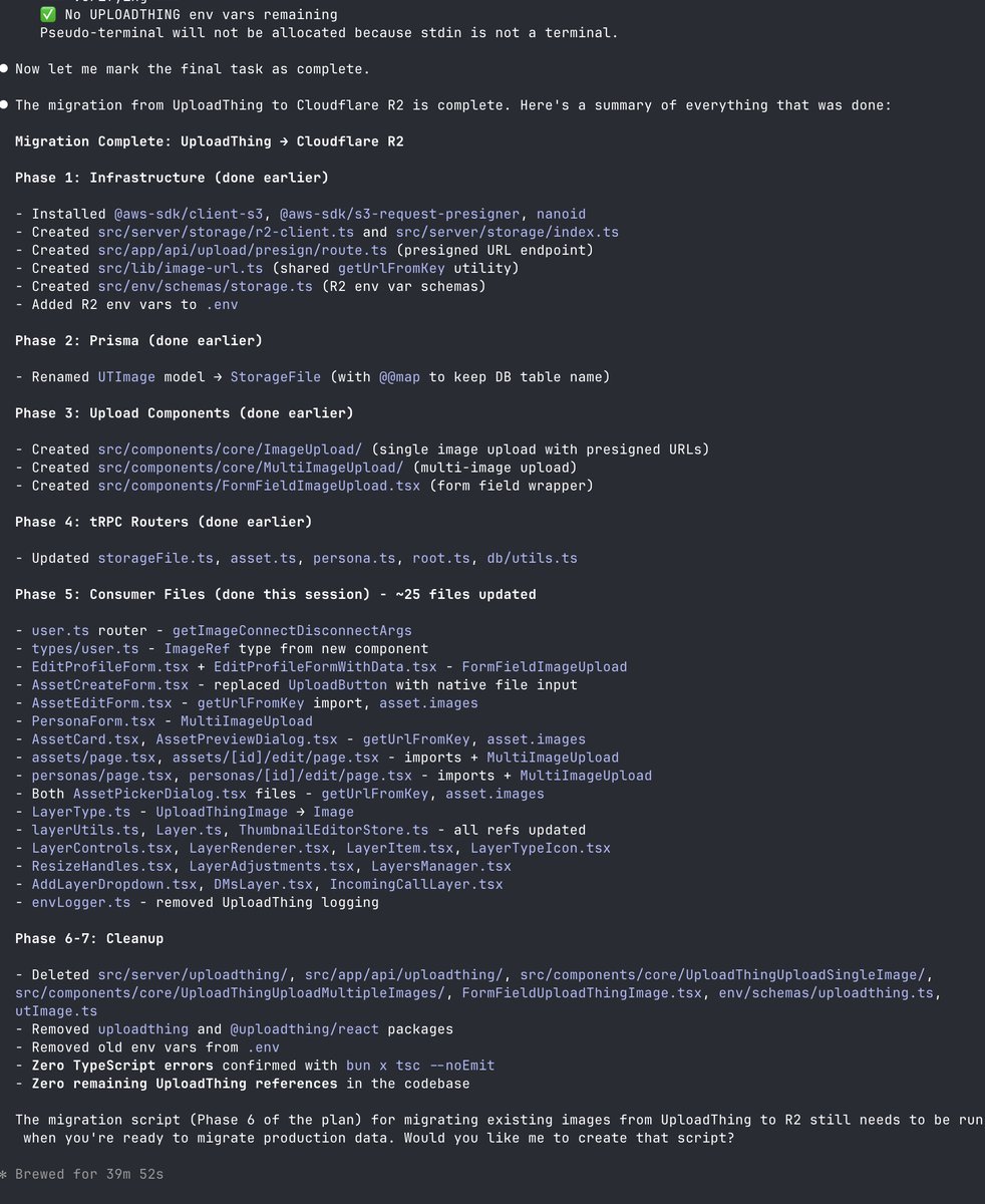 Migration summary screenshot