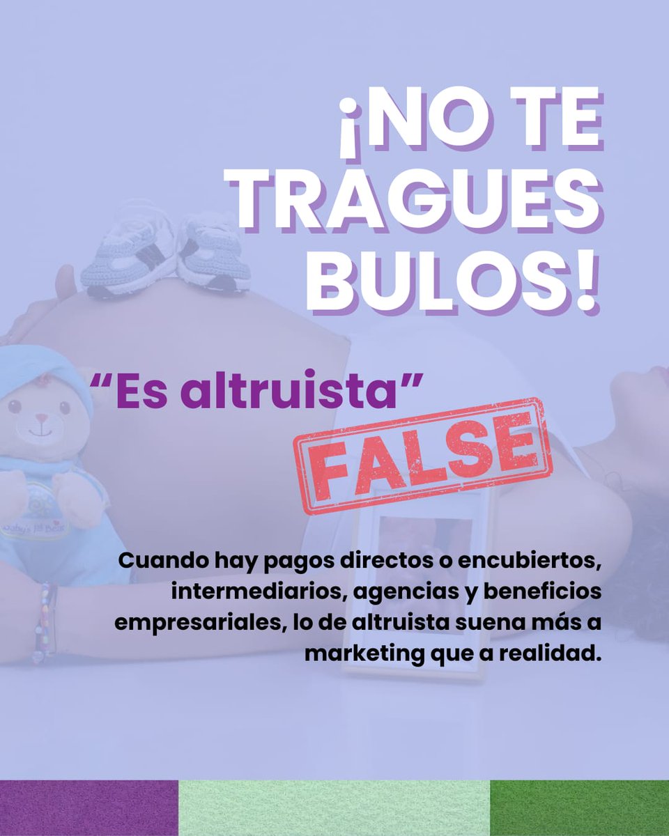iNo te tragues bulos!

El bulo de hoy:
 
"En algunos países es altruista"

Apelar al altruismo es perpetuar la obligación "moral" de las mujeres de sacrificarse por los "valores" y el bienestar  de la sociedad
es decir, por el de los varones

#NoTeCreasBulos