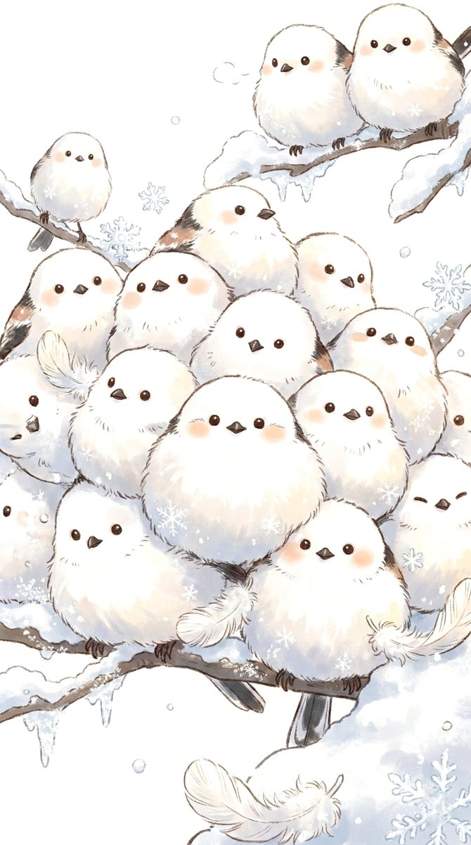 シマエナガの雪団子❄️ #フリー壁紙