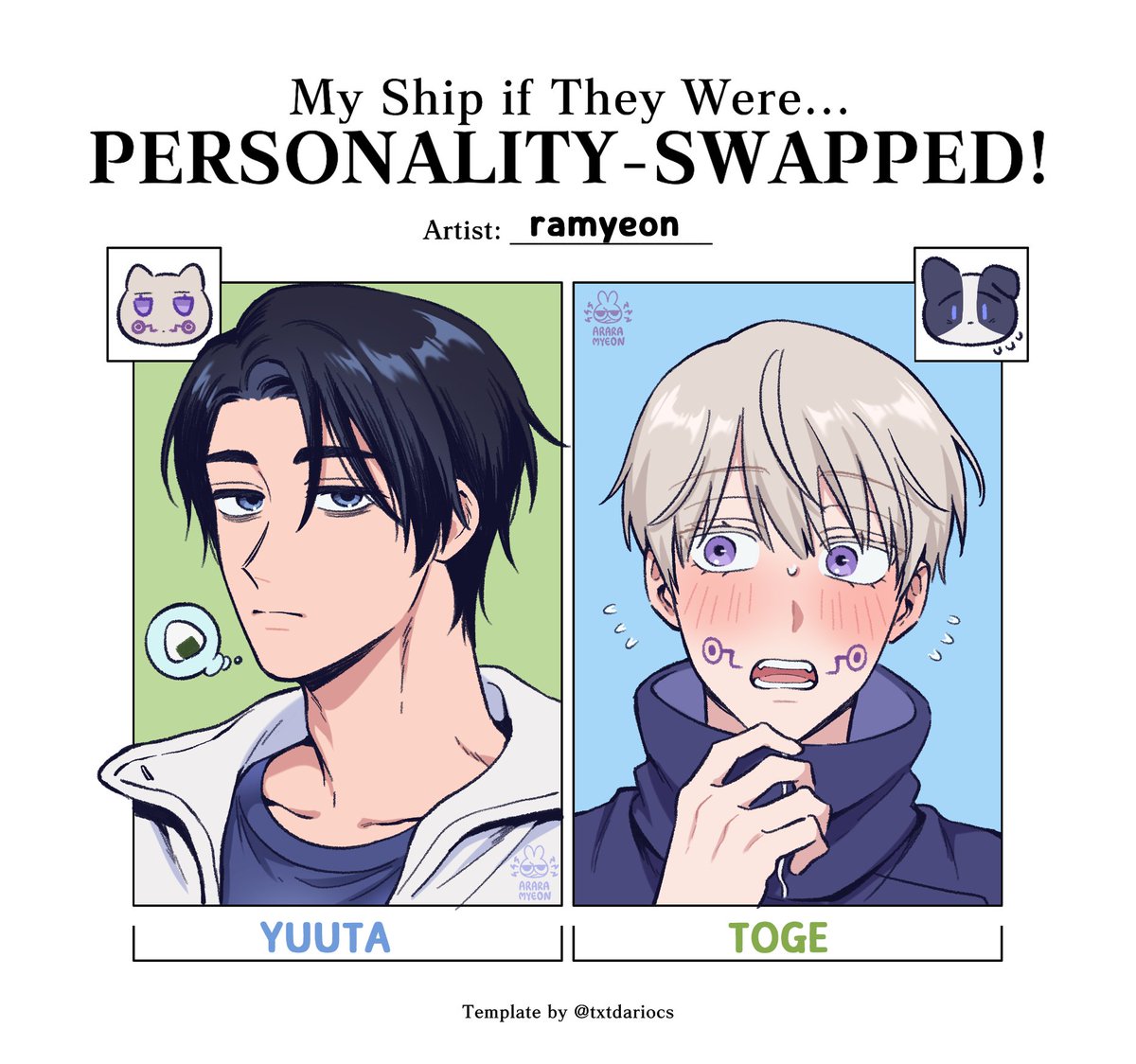 araramyeon's tweet image. ottoge personality swapped #jjk #呪術廻戦