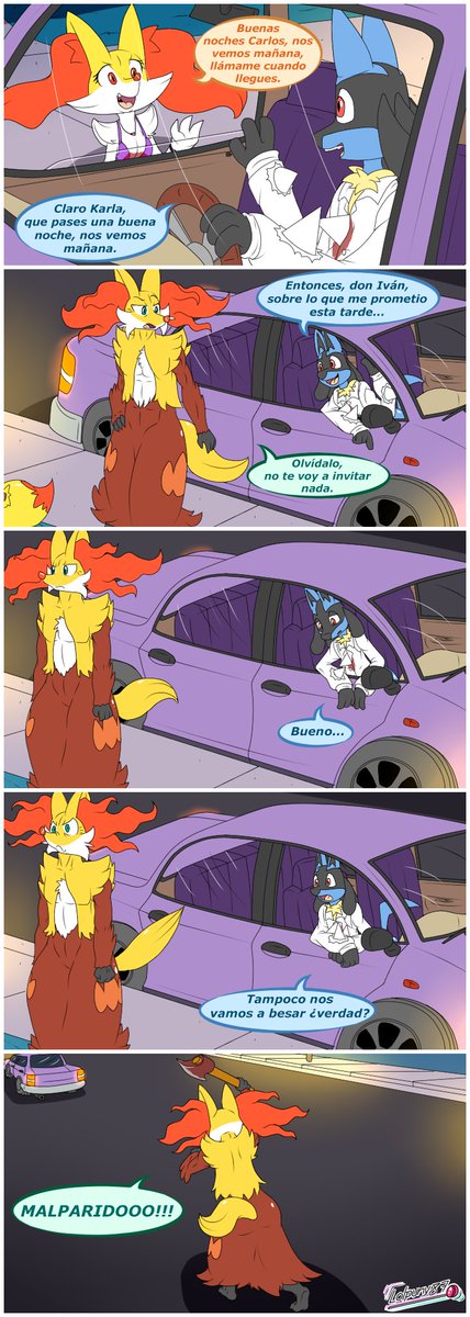 Lolpuny158192's tweet image. La Cita segunda parte.

Acá termina este pequeño arco gente, me alegro que les halla gustado la primera parte. Ahora volveré al contenido habitual 😼😽

#Pokemon #Comic #Lucario #Braixen