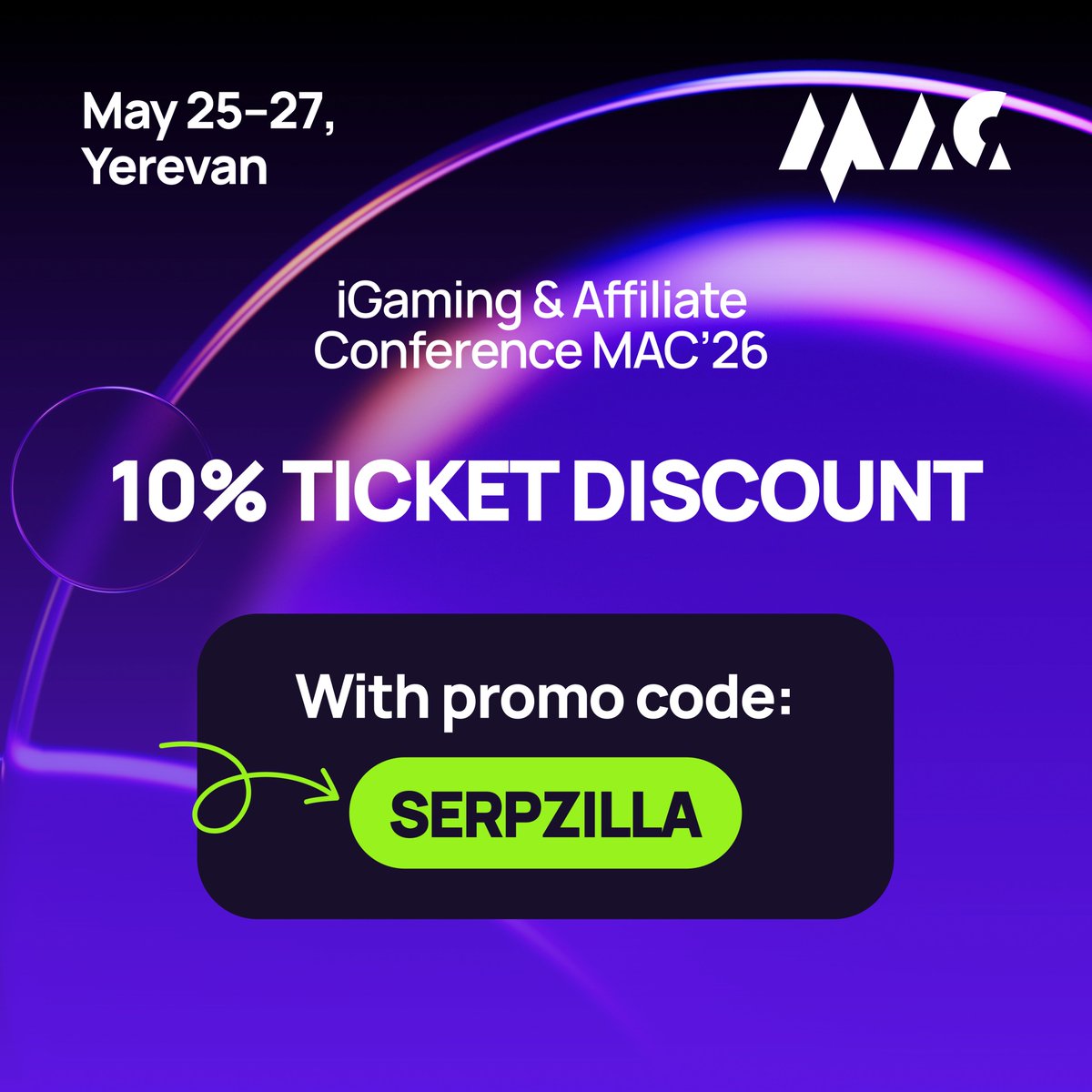 Serpzilla1's tweet photo. Meet the Serpzilla team at MAC, Europe’s largest iGaming &amp; Affiliate conference 🗓

Ticket sales are now open:
https://t.co/zt0eTDeFHv

🎟 50% off all ticket categories + extra 10% off with promo code Serpzilla https://t.co/uFufAjycvu