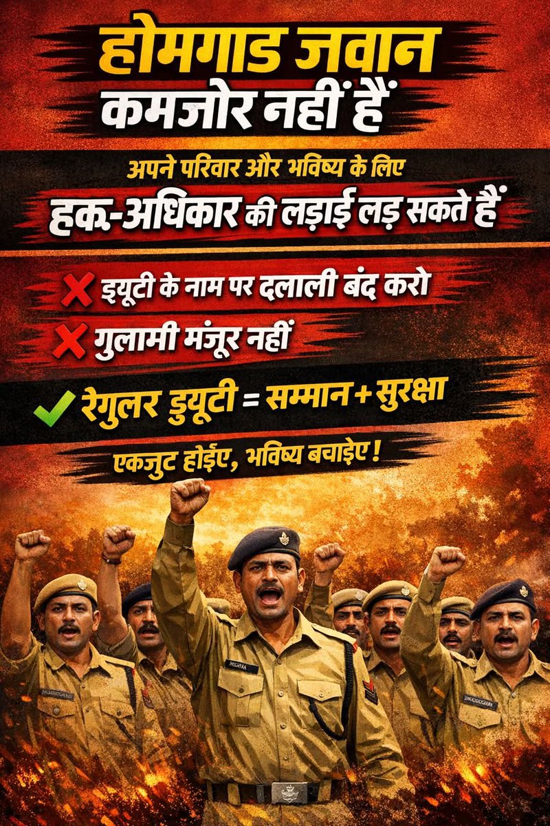 भारतवर्ष के #अवैतनिक होमगार्ड्स जवानों ने विगत8वर्षों से अपनी मांगों व अंग्रेजों के बनाए हुए कानून से आजादी पाने के लिए भारत सरकार से लगातार शोशल मीडिया से फरियाद करतें चलें आ रहें लेकिन मजाल है सबका साथ व विकास का एजेंडा वाले कभी विचार तक नहीं किया 
<a href="/narendramodi/">Narendra Modi</a> 
<a href="/AmitShah/">Amit Shah</a>