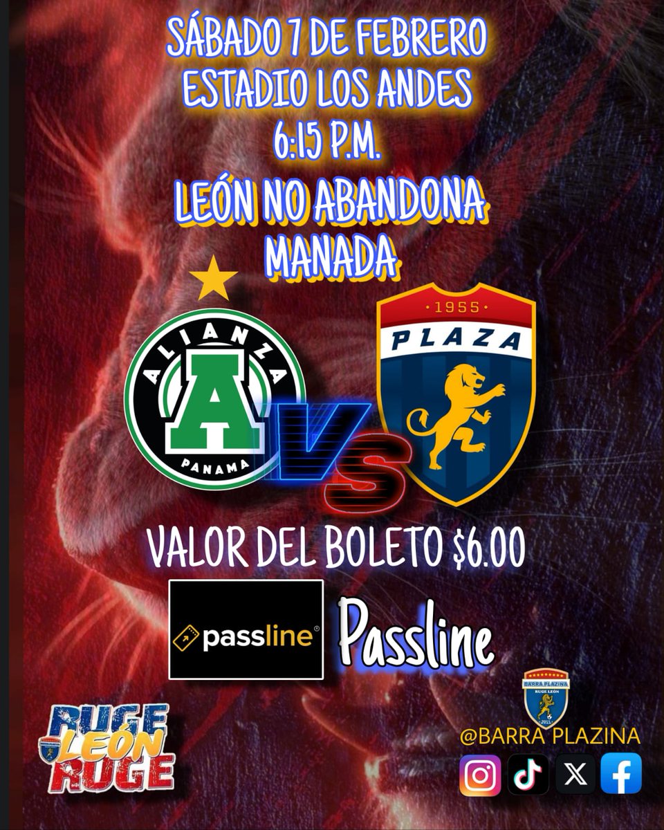Buenos dias manada 🦁🦁🦁🦁🦁 excelenete fin de semanas a todos con la protección de Dios 🙏  Mañana se juega el clásico viejo de nuestro fútbol en los Andes y todas las manadas vamos ir alentar y apoyar a nuestro <a href="/cdplazaamador/">CD Plaza Amador</a> que va por sus primeros 3 puntos 🦁💪💙❤⚽️🇵🇦