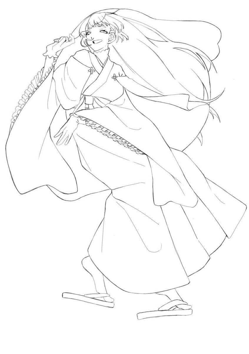 久々に全体描けた！ ＃イラスト ＃線画 #デジタル