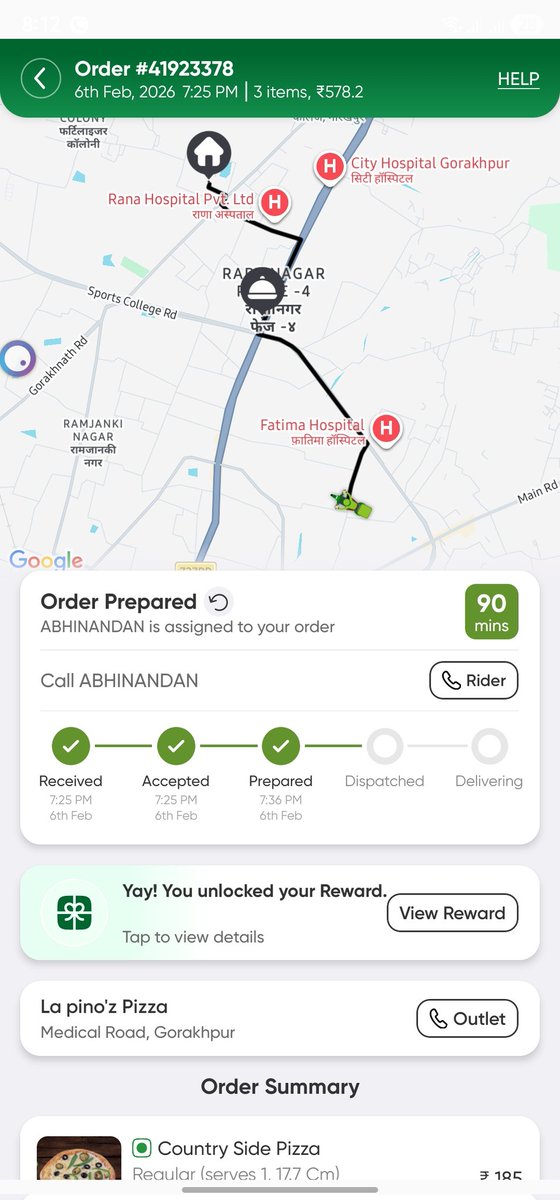 DrSumitSriv's tweet photo. Meanwhile @LaPinozPizzaInd taking 90 min to deliver after extra 1 hour delay https://t.co/kV2qXrGJUb