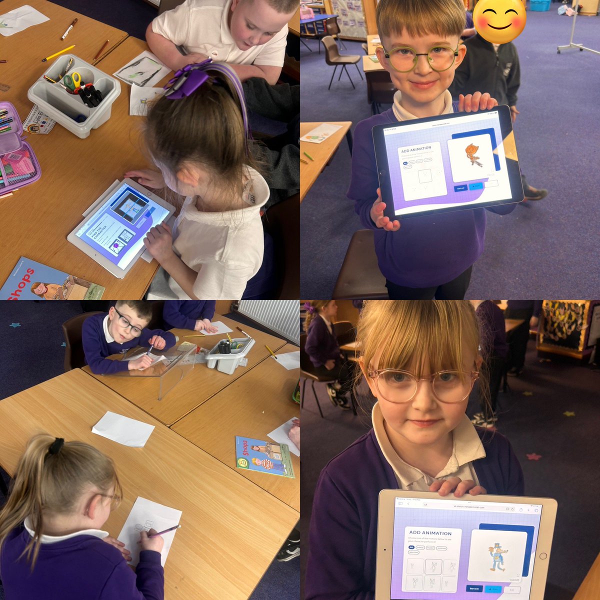 APPSMissYoung's tweet photo. For todays Reading Schools challenge we drew pictures of our favourite book character and then brought them to life using animation ☺️⭐️ https://t.co/eRA91ygnuW