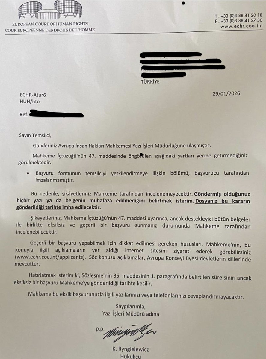 ufukyesil02's tweet image. Değerli arkadaşlar, AİHM başvurusundan önce aşağıdaki listeyi mutlaka kontrol ediniz. Liste, AİHM'in verdiği idari ret kararları dikkate alınarak hazırlanmıştır. Basit bir eksiklik nedeniyle başvurunuzun reddini önlemek için, listeyi yer işareti ve bilgisayarınıza kaydediniz. 👇