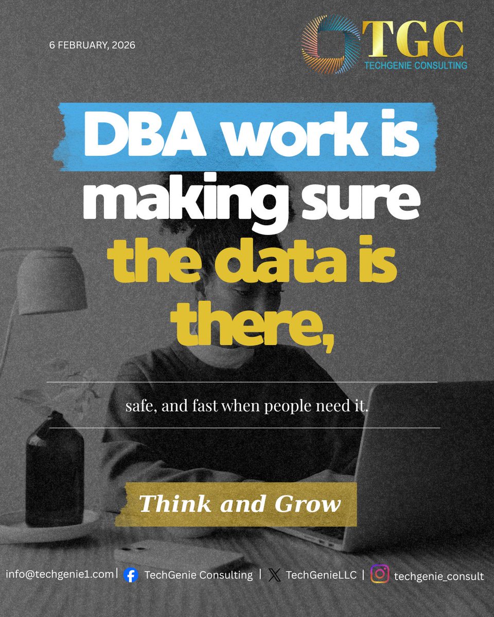 TechGenieLLC's tweet photo. We make sure everything is fine!
#database
#DataProtection 
#consulting 
#TechTips https://t.co/5FPEueb7Yq