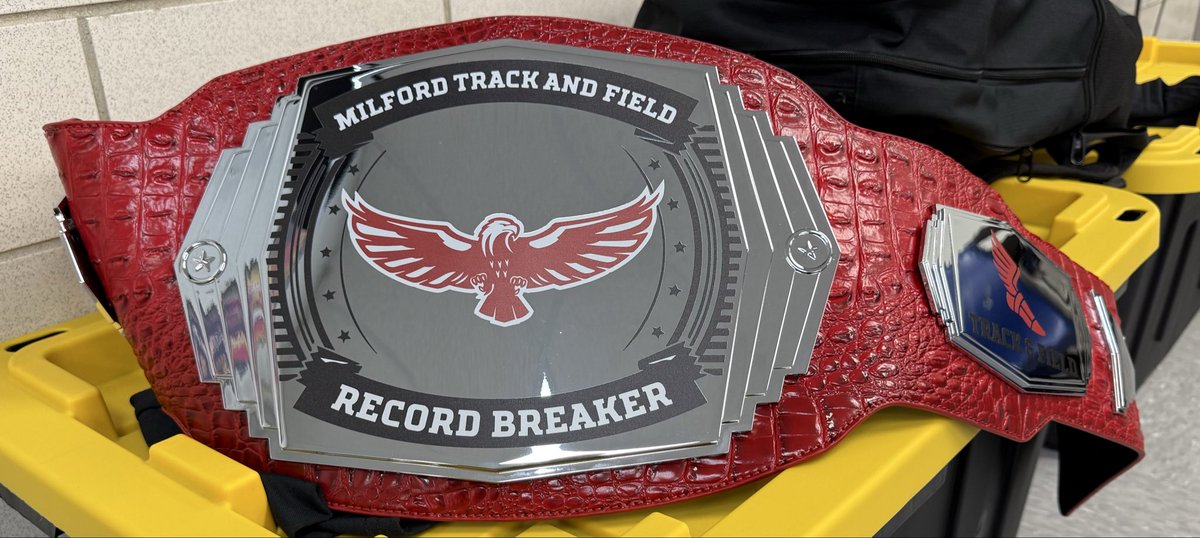 TrackFieldMHS's tweet image. It has arrived…The Official MHS Track &amp;amp; Field PR Belt is here!  Who is going to be the first to don the belt?  Is it you?  We will find out tonight at MSJ!!!  #goals #pr #schoolrecords @Milford_Eagles @milfordboysxc @MilfordGirlsCC