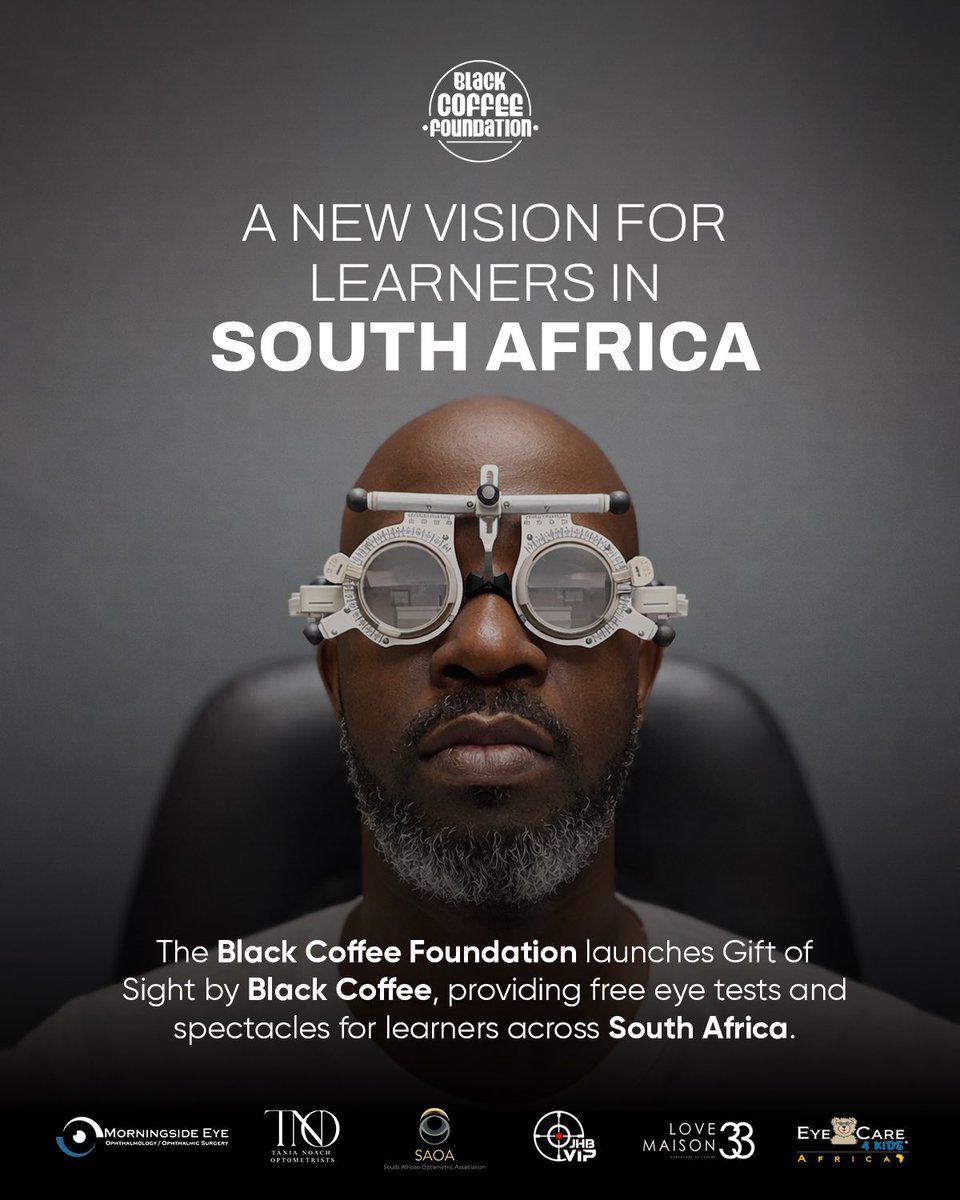 FoundationByBC's tweet photo. Today, we introduce Gift of Sight by Black Coffee - a commitment to clearer vision and brighter futures for learners across South Africa.

Through free eye tests and spectacles, we���re ensuring no child’s ability to learn, dream or thrive is limited by preventable poor eyesight. https://t.co/elvG6GiT5E