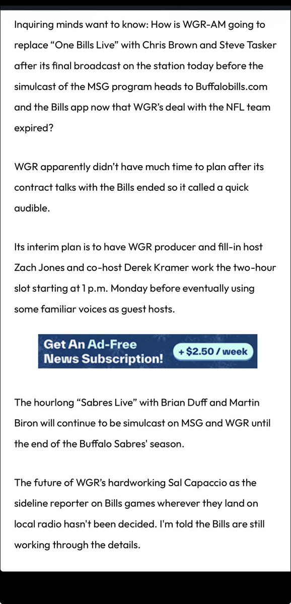 Excerpt from BN about One Bills Live