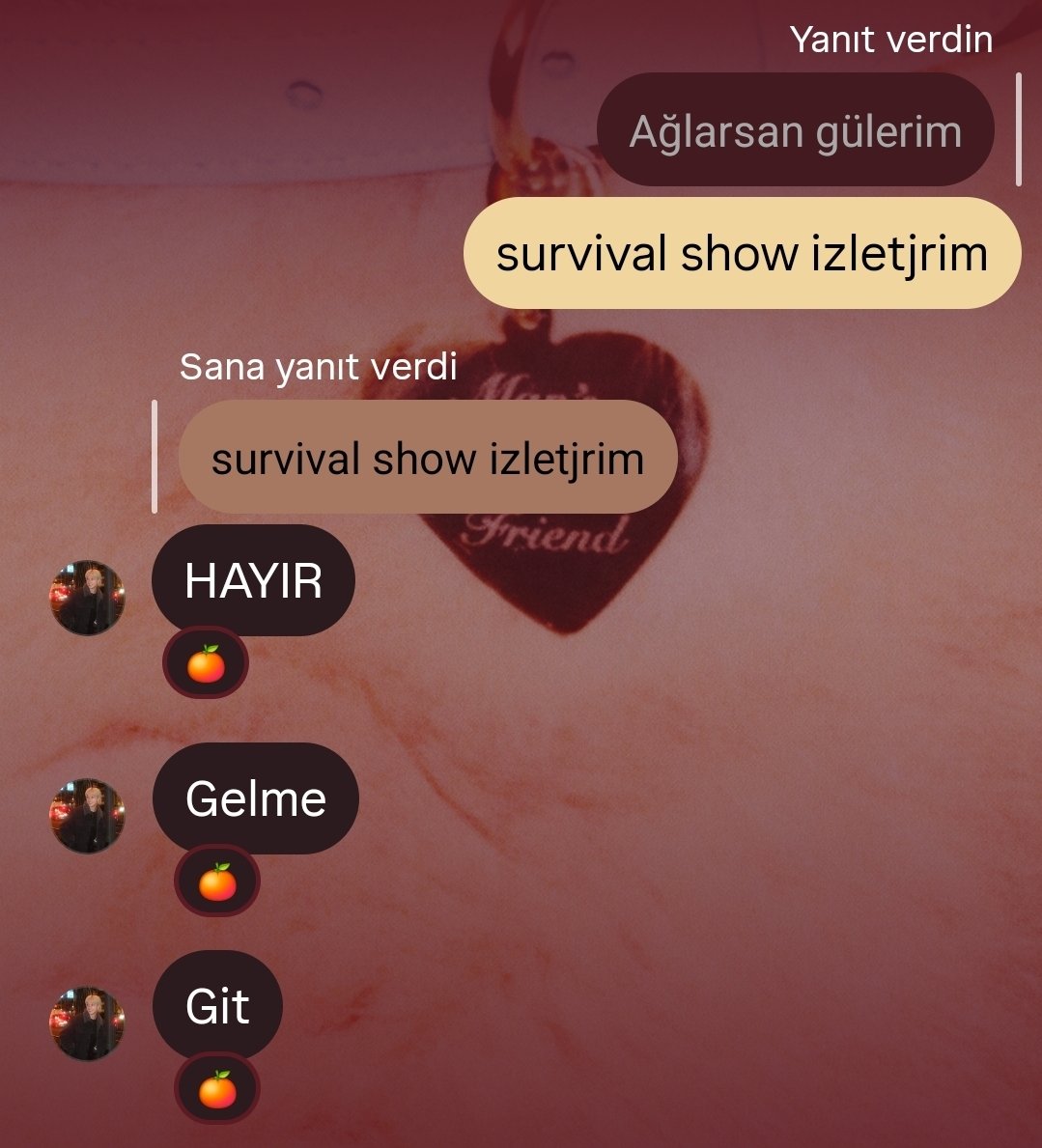 gecen yıl stay yaptıgım arkadasım hala survival show izlemedi ısrarla kacıor ama o gun elbet gelecek