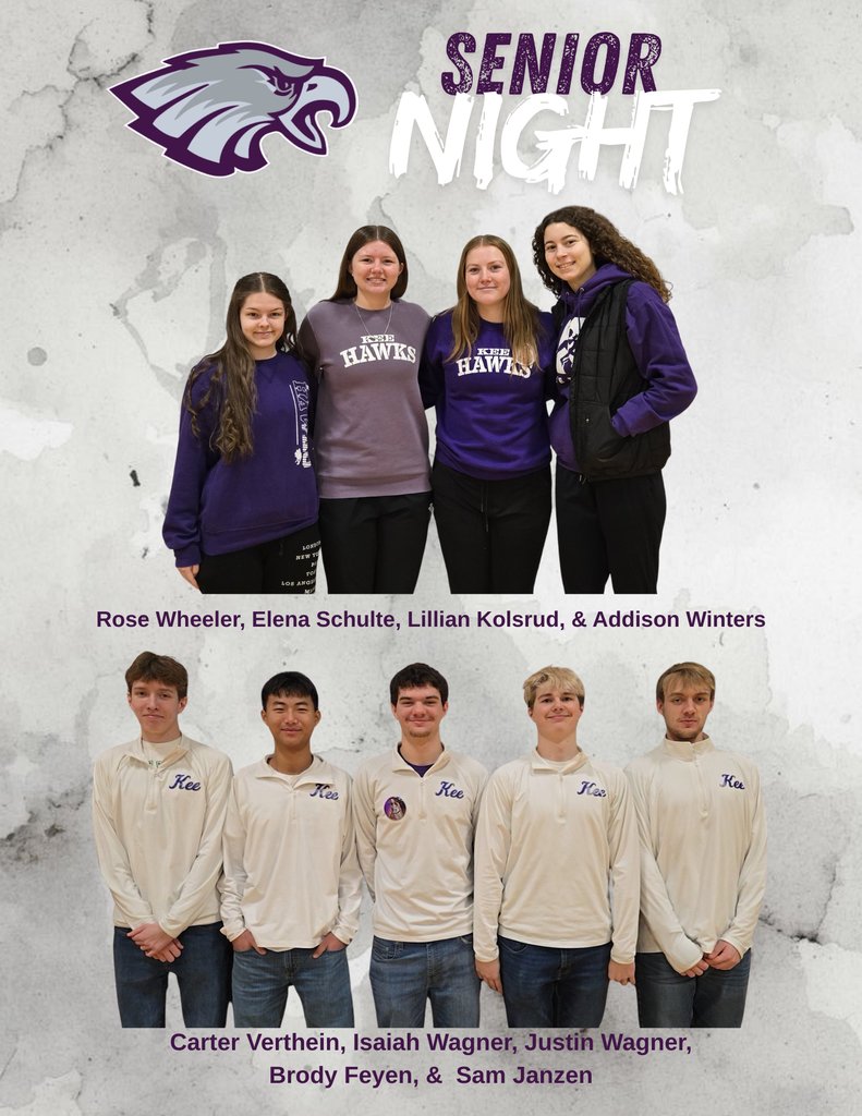 🏀 Senior Night 🏀
Tonight we celebrate our 9 basketball seniors as we host Clayton Ridge at home with JV starting at 4:00 PM!
Come early, be loud, and help us recognize these athletes for their dedication and hard work.