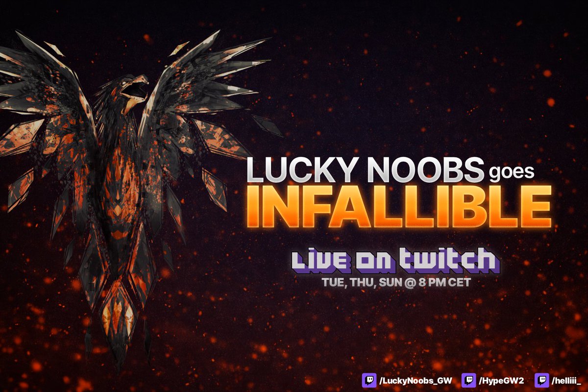 Lucky_Noobs's tweet image. We’re taking on Infallible.
Full "Down and Out" achievement progression (Speedclear all Raid Wing CMs/LCM, No Downstate) — live on Twitch.
Starting Sunday, February 8th, 8 PM CET.
#guildwars2  #GW2Raids #Infallible