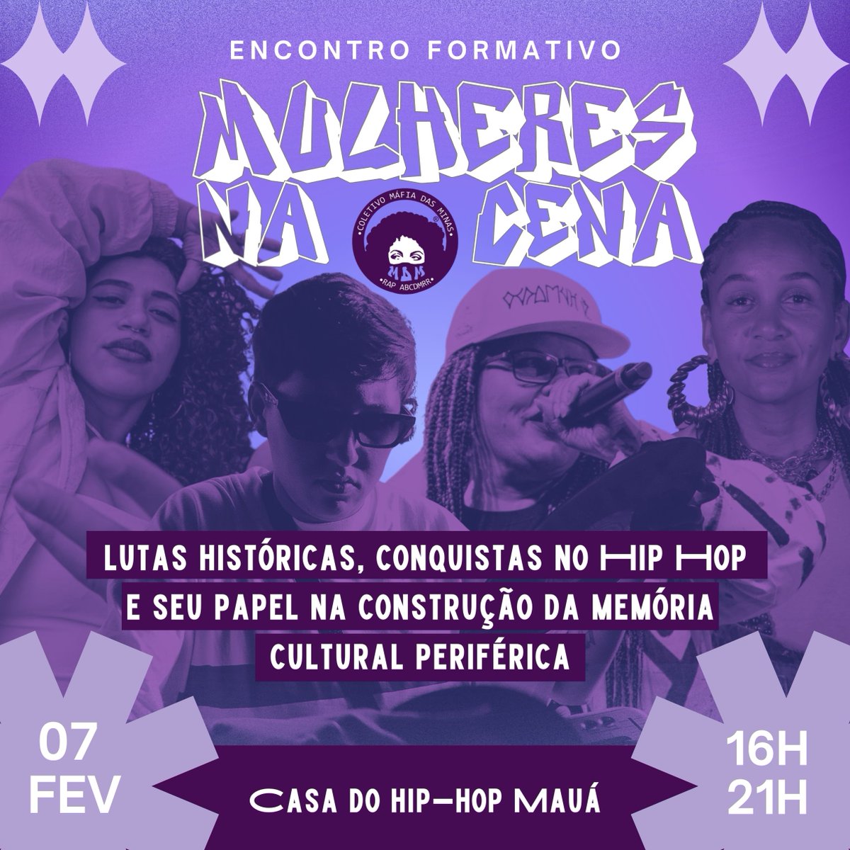 Amanhã (07/02), participo de um encontro formativo na Casa do Hip Hop de Mauá, ao lado de Rubia RPW, Kika Souza e Teggi Sounds, dialogando sobre memória, comunicação e a produção de pensamento das mulheres no Hip Hop.

Das 16h às 21h. 
Inscrição para particiapar do evento: ⬇️⬇️